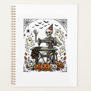 Vintage Halloween Skeleton Sewing Machine Shirt De Planner