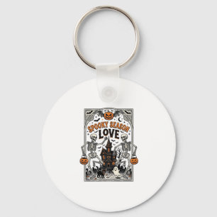 Vintage Halloween Skeleton Spooky Season Love Shir Key Ring