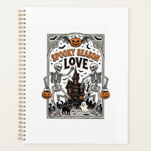 Vintage Halloween Skeleton Spooky Season Love Shir Planner
