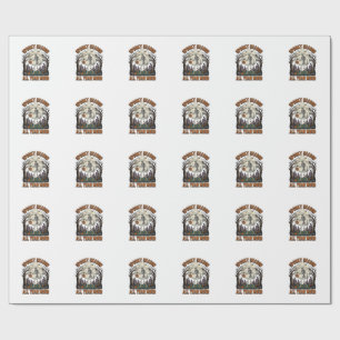 Vintage Halloween Skeleton Spooky Season White Shi Wrapping Paper