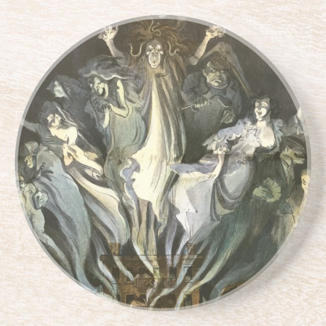 Vintage Halloween, Skeleton Violinist and Ghosts Coaster (Front)