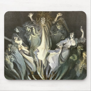 Vintage Halloween, Skeleton Violinist and Ghosts Mouse Mat