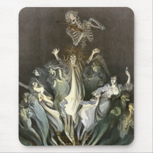 Vintage Halloween, Skeleton Violinist and Ghosts Mouse Mat