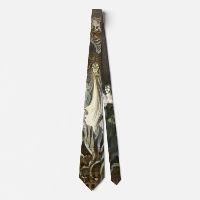 Vintage Halloween, Skeleton Violinist and Ghosts Tie (Front)