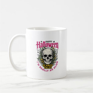 Vintage Halloween Skull Alien Graphic for White Sh Coffee Mug