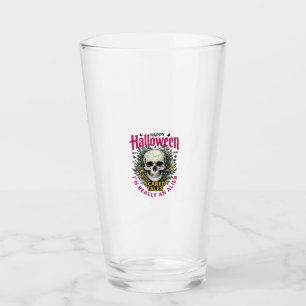 Vintage Halloween Skull Alien Graphic for White Sh Glass