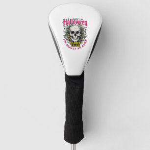 Vintage Halloween Skull Alien Graphic for White Sh Golf Head Cover