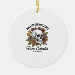 Vintage Halloween Skull Bone Collector Shirt Desig Ceramic Tree Decoration