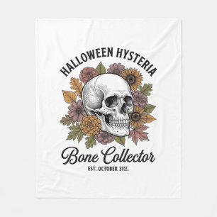 Vintage Halloween Skull Bone Collector Shirt Desig Fleece Blanket
