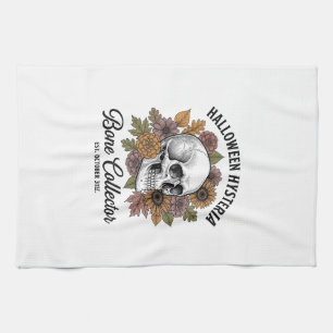 Vintage Halloween Skull Bone Collector Shirt Desig Tea Towel