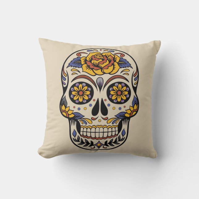 Vintage Halloween Skull Cushion (Front)