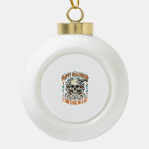 Vintage Halloween Skull Trick or Treat Shirt Desig Ceramic Ball Christmas Ornament