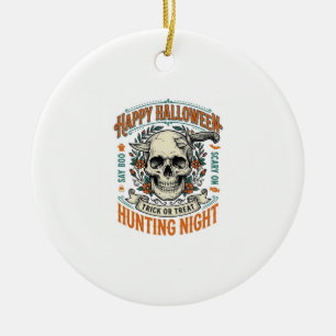 Vintage Halloween Skull Trick or Treat Shirt Desig Ceramic Tree Decoration