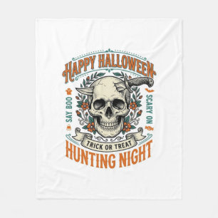 Vintage Halloween Skull Trick or Treat Shirt Desig Fleece Blanket