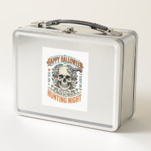 Vintage Halloween Skull Trick or Treat Shirt Desig Metal Lunch Box