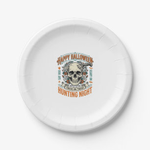 Vintage Halloween Skull Trick or Treat Shirt Desig Paper Plate