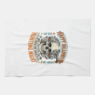 Vintage Halloween Skull Trick or Treat Shirt Desig Tea Towel