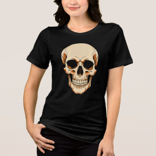 Vintage Halloween Skull Vector Design Tri-Blend Shirt