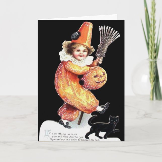 Vintage Halloween Sparkling Costume Party Card (Front)