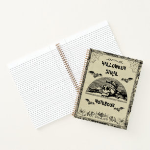 Vintage Halloween Spiral Notebook Gothic Skull