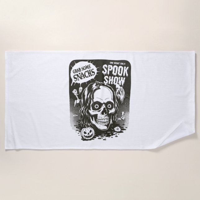 Vintage Halloween Spook Show Beach Towel (Front)