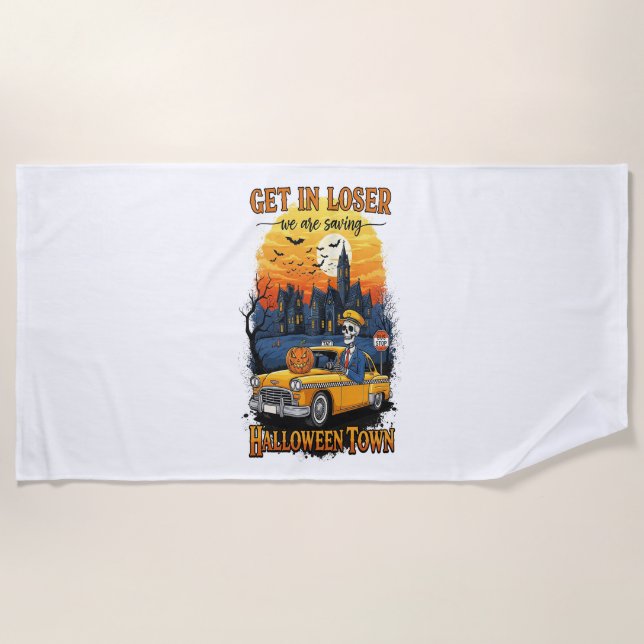 Vintage Halloween Spook Show Beach Towel (Front)