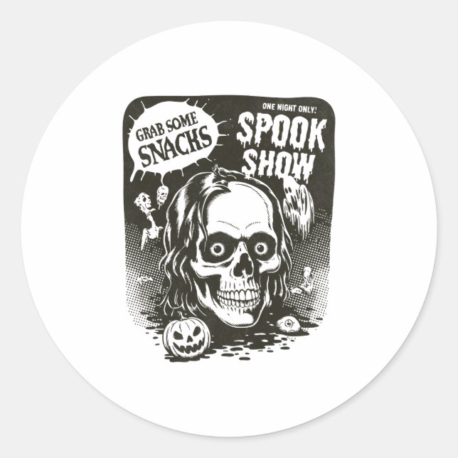 Vintage Halloween Spook Show Classic Round Sticker (Front)