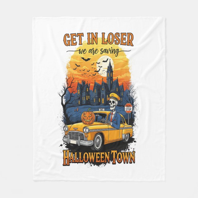 Vintage Halloween Spook Show Fleece Blanket (Front)