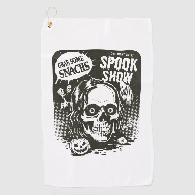 Vintage Halloween Spook Show Golf Towel (Front)