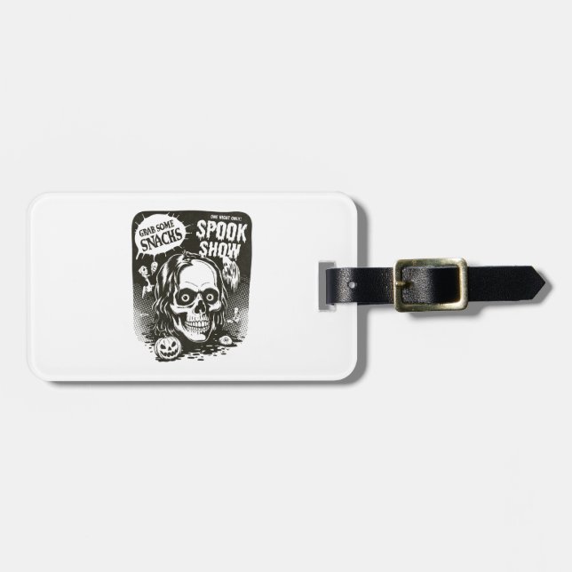 Vintage Halloween Spook Show Luggage Tag (Front Horizontal)