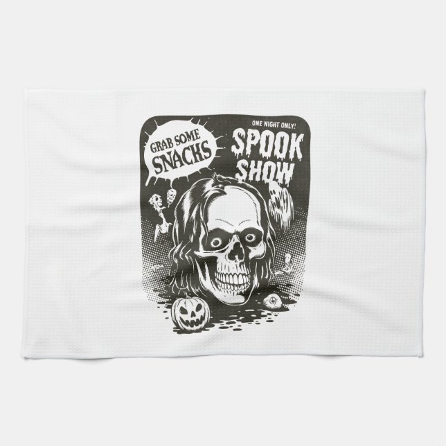Vintage Halloween Spook Show Tea Towel (Horizontal)