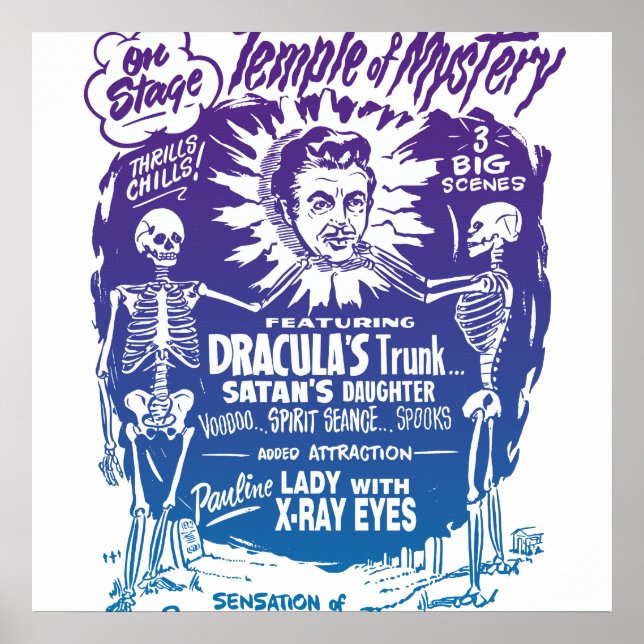 Vintage Halloween Spook Show Temple of Mystery Poster (Front)