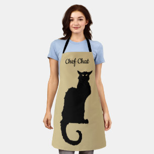 Vintage Halloween, Spooky Art Nouveau Black Cat  Apron
