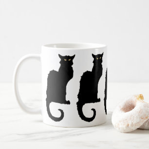 Vintage Halloween, Spooky Art Nouveau Black Cat Coffee Mug