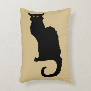 Vintage Halloween, Spooky Art Nouveau Black Cat Decorative Cushion