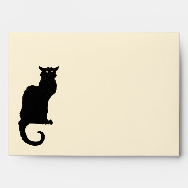Vintage Halloween, Spooky Art Nouveau Black Cat Envelopes (Front)