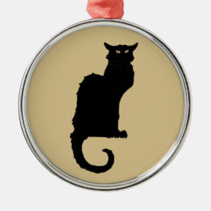 Vintage Halloween, Spooky Art Nouveau Black Cat Metal Tree Decoration