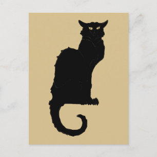 Vintage Halloween, Spooky Art Nouveau Black Cat Postcard