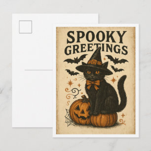 Vintage Halloween Spooky Greetings Postcard