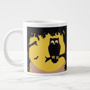 Vintage Halloween, Spooky Owl in Tree with Moon Large Coffee Mug