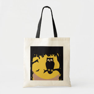 Vintage Halloween, Spooky Owl in Tree with Moon Tote Bag