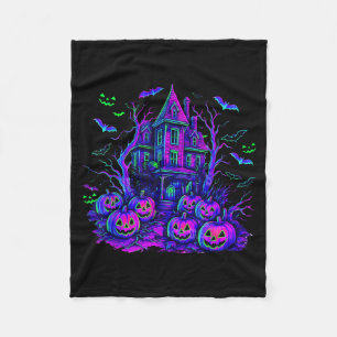 Vintage Halloween Spooky Scene Retro Pumpkin Scary Fleece Blanket