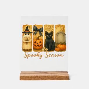 Vintage Halloween Spooky Season, cute ghost floral Acrylic Sign