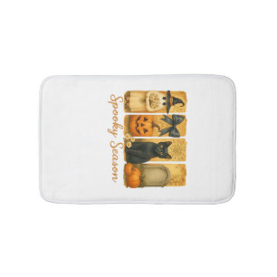 Vintage Halloween Spooky Season, cute ghost floral Bath Mat