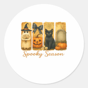 Vintage Halloween Spooky Season, cute ghost floral Classic Round Sticker