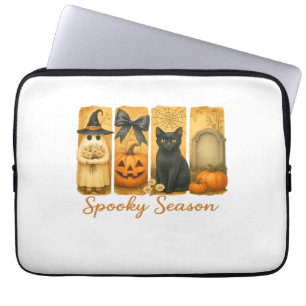 Vintage Halloween Spooky Season, cute ghost floral Laptop Sleeve