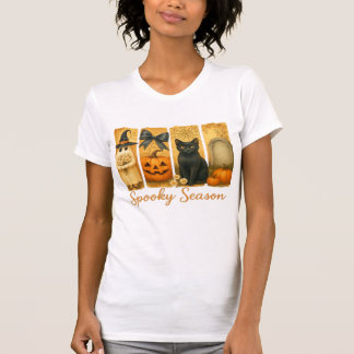 Vintage Halloween Spooky Season, cute ghost floral T-Shirt