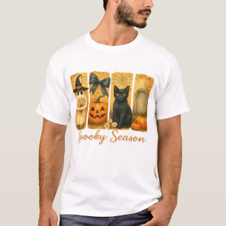 Vintage Halloween Spooky Season, cute ghost floral T-Shirt