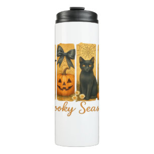 Vintage Halloween Spooky Season, cute ghost floral Thermal Tumbler