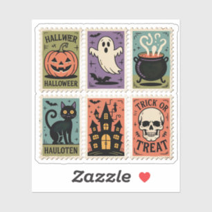 Vintage Halloween Spooky Stamps Sticker Sheet